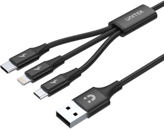 Unitek przewód ładujący USB 3 w 1 czarny