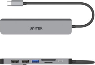 Hub USB Unitek USB-C aluminium 7w1