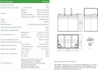 Akumulator AGM Voltage 12V 33Ah VE12-33 (Żywotność 6-9 lat)