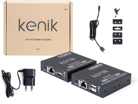 Extender HDMI Kenik KG-EX70HDMI-P/U/4K6 wideo + myszka po skrętce
