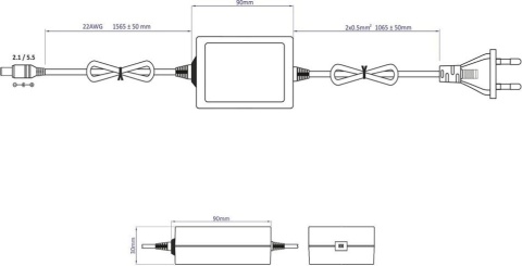 Zasilacz impulsowy desktop do CCTV Voltage 12V 1A 12W wtyk 5,5mm / 2,1mm