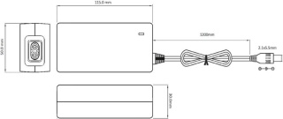 Zasilacz impulsowy desktop do CCTV Voltage 12V 5A 60W wtyk 5,5mm / 2,1mm