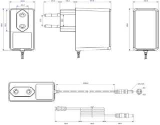 Zasilacz impulsowy wtyczkowy do CCTV Voltage 12V 2A 24W wtyk 5,5mm / 2,1mm