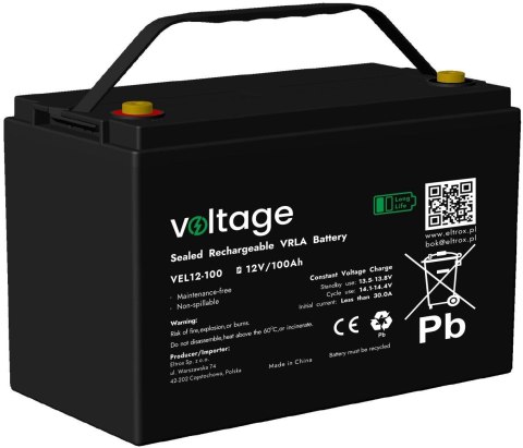 Akumulator AGM Voltage Long Life 12V 100Ah VEL12-100 (Żywotność 15 lat)