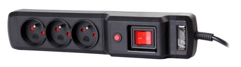 Listwa zasilająca antyprzepięciowa Getfort 3A 3m Czarna