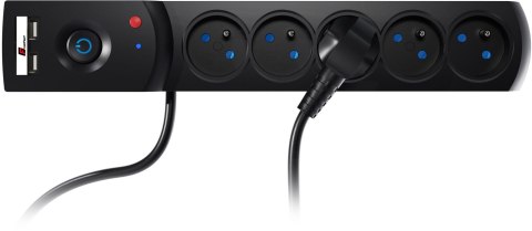 Listwa zasilająca antyprzepięciowa Getfort 5P 1,5m Czarna USB