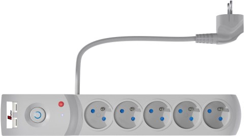 Listwa zasilająca antyprzepięciowa Getfort 5P 1,5m Szara USB