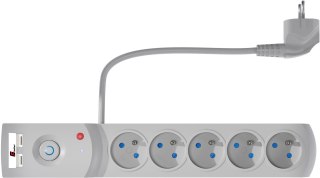 Listwa zasilająca antyprzepięciowa Getfort 5P 5m Szara USB