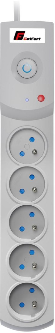 Listwa zasilająca antyprzepięciowa Getfort 5P 5m Szara