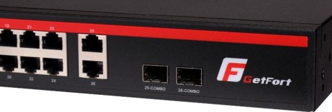 SWITCH POE GETFORT 24FE+2GE+2SFP 250W