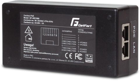 ZASILACZ ADAPTER POE GIGABIT GETFORT GF-48-60W-G