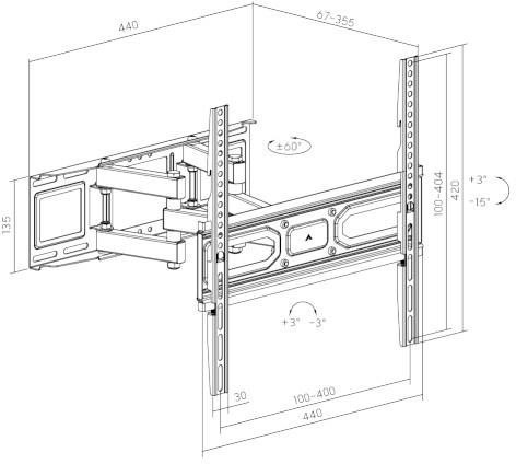 Uchwyt TV Getfort LED/LCD 32-70 cali 40kg Vesa 400x400 Full-Motion