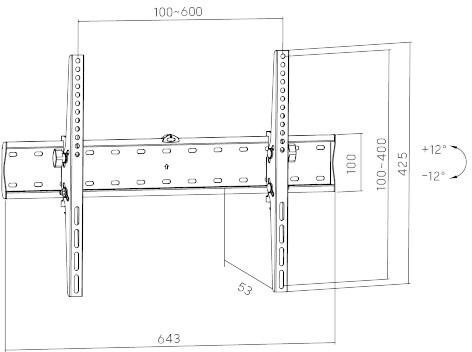 Uchwyt TV Getfort LED/LCD 37-70 cali 40kg Vesa 600x400 Tilt