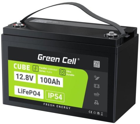 AKUMULATOR LITOWO-ŻELAZOWO-FOSFORANOWY LiFePO4 Green Cell Cube 12.8V 100Ah LFPGC12V100AH