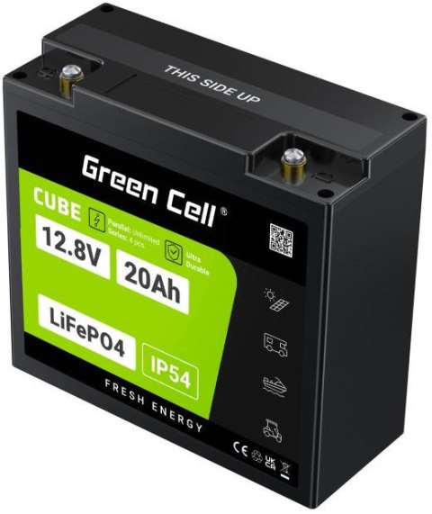 AKUMULATOR LITOWO-ŻELAZOWO-FOSFORANOWY LiFePO4 Green Cell Cube 12.8V 20Ah LFPGC12V20AH