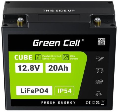 AKUMULATOR LITOWO-ŻELAZOWO-FOSFORANOWY LiFePO4 Green Cell Cube 12.8V 20Ah LFPGC12V20AH