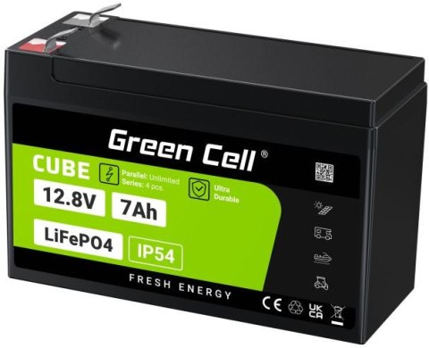 AKUMULATOR LITOWO-ŻELAZOWO-FOSFORANOWY LiFePO4 Green Cell Cube 12.8V 7Ah LFPGC12V7AH