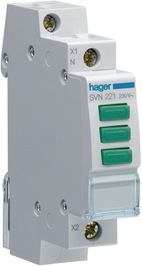 Lampka sygnalizacyjna, 230V AC, 3 x Zielony LED HAGER SVN221