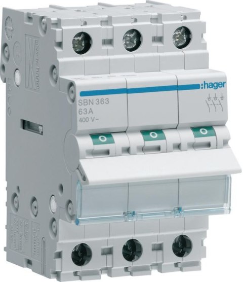 Modułowy rozłącznik izolacyjny 3P 63A 400VAC Hager SBN363