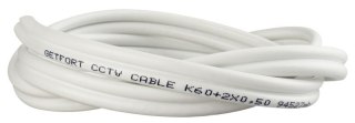 Przewód kabel koncentryczny z zasilaniem do CCTV BIAŁY K60+2x0,5mm2 GETFORT 100m
