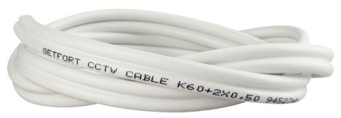 Przewód kabel koncentryczny z zasilaniem do CCTV BIAŁY K60+2x0,5mm2 GETFORT 1m