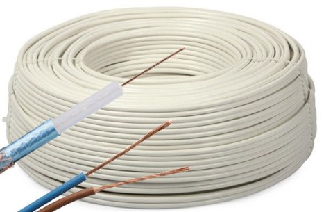 Przewód kabel koncentryczny z zasilaniem do CCTV BIAŁY K60+2x0,5mm2 GETFORT 1m