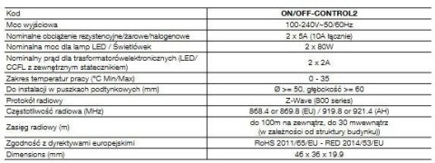 Moduł sterujący NICE On/Off-Control 868,4 Mhz FGS-225 ZW5 EU