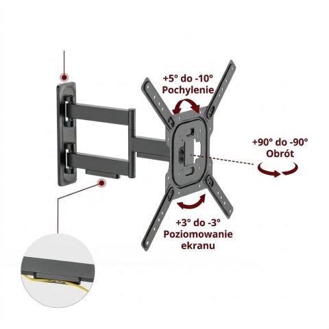 Uchwyt TV Getfort LED/LCD 23-65 cali 35kg Vesa 400x400 Full-Motion
