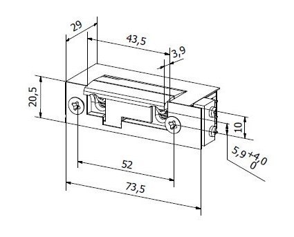 Elektrozaczep BIRA symetryczny ES1-001-KZ 12V AC/DC z kontrolą zamknięcia Elektrozaczep BIRA symetryczny ES1-001-KZ 12V AC/DC z kontrolą zamknięcia