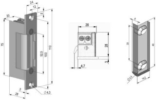 Elektrozaczep symetr., z pamięcia i blokadą SCOT ES-S12AC/DC-MB PROFI