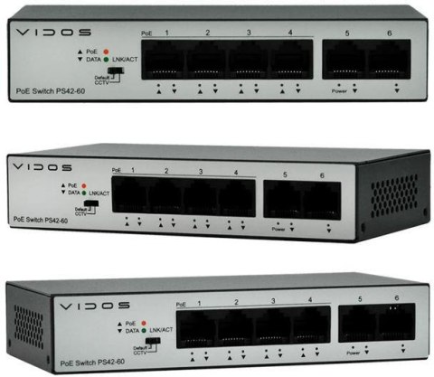 Switch PoE 4 portowy VIDOS ONE PS 42/60 Switch PoE 4 portowy VIDOS ONE PS 42/60