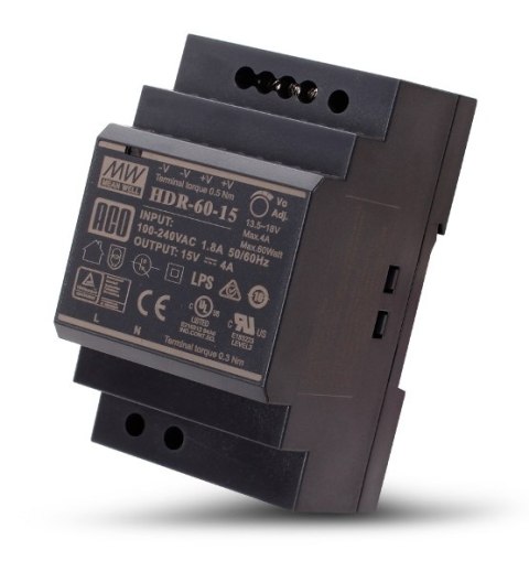 ACO PS-HDR-60-15MA video DIN 15-17V, 4A ACO PS-HDR-60-15MA video DIN 15-17V, 4A