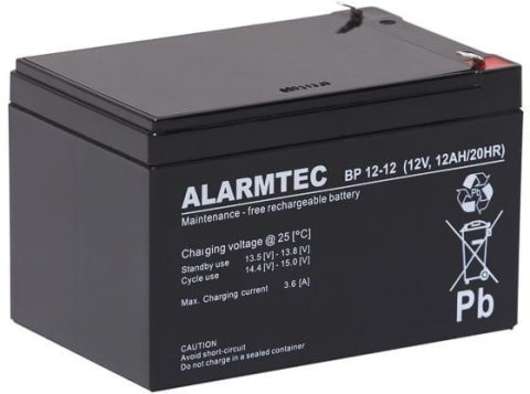 Akumulator AGM ALARMTEC serii BP 12V 12Ah Akumulator AGM ALARMTEC serii BP 12V 12Ah