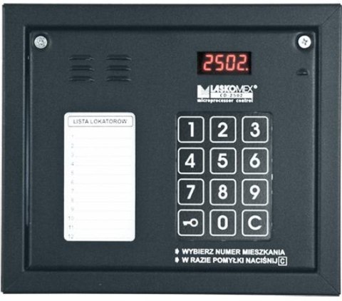Laskomex CP-2502NR czarny Panel audio z mini listą lokatorów i z czytnikiem kluczy RFID Laskomex CP-2502NR czarny Panel audio z mini listą lokatorów i z czytnikiem kluczy RFID