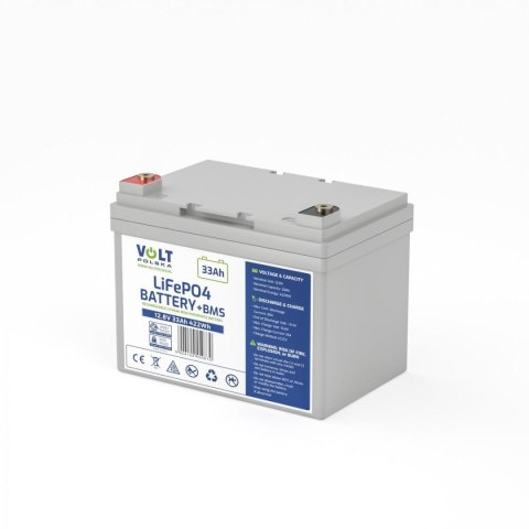 AKUMULATOR VOLT POLSKA LITOWO-ŻELAZOWO-FOSFORANOWY LiFePO4 12V 33Ah 30A AKUMULATOR VOLT POLSKA LITOWO-ŻELAZOWO-FOSFORANOWY LiFePO4 12V 33Ah 30A