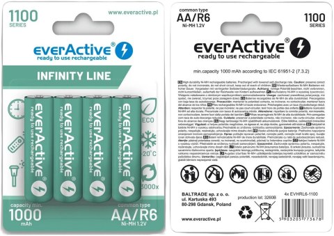 Akumulatorki AA / R06 Ni-MH everActive 1100mAh Infinity Line 3000 cykli (blister 4 szt.) Akumulatorki AA / R06 Ni-MH everActive 1100mAh Infinity Line 3000 cykli (blister 4 szt.)