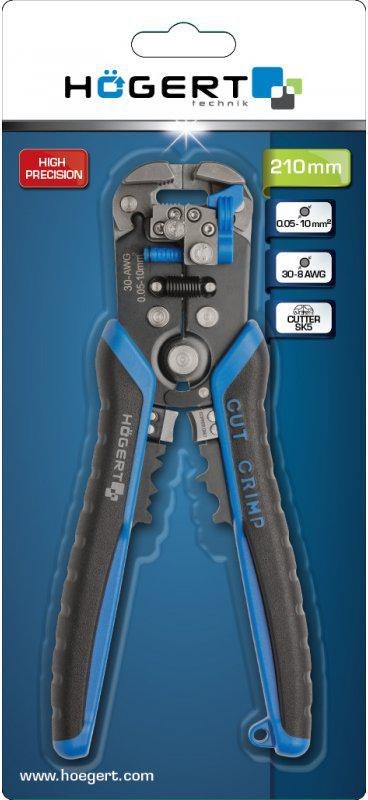 Hoegert HT1P182 Automatyczny ściągacz izolacji 210 mm, 0.05-10.0 mm2 Hoegert HT1P182 Automatyczny ściągacz izolacji 210 mm, 0.05-10.0 mm2