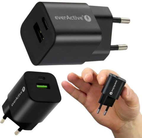 ŁADOWARKA SIECIOWA everActive GaN SC-390QB 30W 1xUSB-C 1xUSB-A PD PPS ŁADOWARKA SIECIOWA everActive GaN SC-390QB 30W 1xUSB-C 1xUSB-A PD PPS