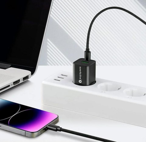 ŁADOWARKA SIECIOWA everActive GaN SC-390QB 30W 1xUSB-C 1xUSB-A PD PPS ŁADOWARKA SIECIOWA everActive GaN SC-390QB 30W 1xUSB-C 1xUSB-A PD PPS