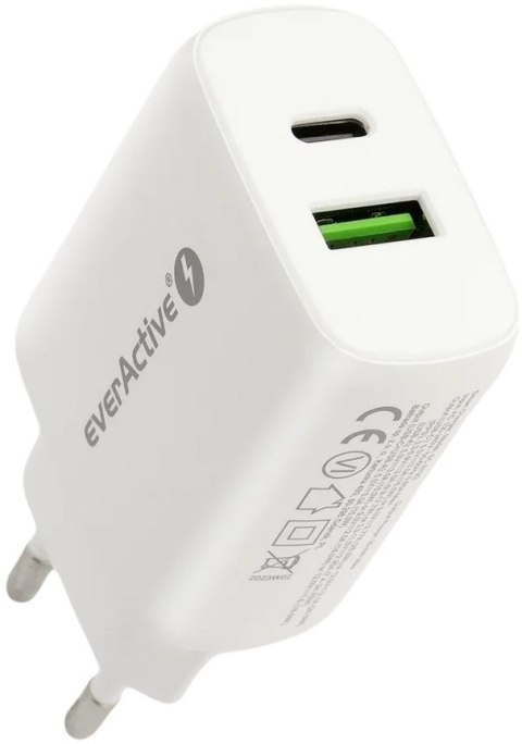 ŁADOWARKA SIECIOWA everActive SC-370Q 25W 1xUSB-C 1xUSB-A PD PPS ŁADOWARKA SIECIOWA everActive SC-370Q 25W 1xUSB-C 1xUSB-A PD PPS