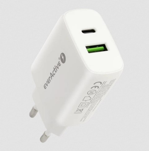ŁADOWARKA SIECIOWA everActive SC-370Q 25W 1xUSB-C 1xUSB-A PD PPS ŁADOWARKA SIECIOWA everActive SC-370Q 25W 1xUSB-C 1xUSB-A PD PPS