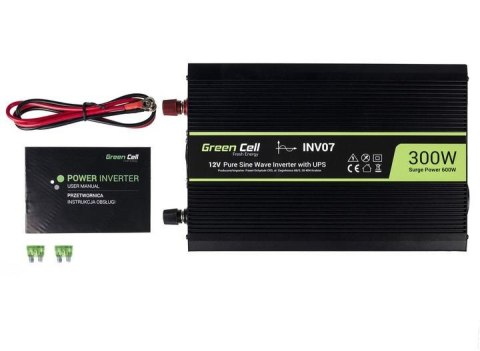 ZESTAW PRZETWORNICA Green Cell 12V / 230V 300W/600W CZYSTY SINUS + AKUMULATOR AGM 12V 45Ah ZESTAW PRZETWORNICA Green Cell 12V / 230V 300W/600W CZYSTY SINUS + AKUMULATOR AGM 12V 45Ah