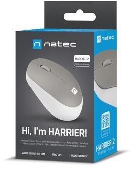 Mysz bezprzewodowa Natec Harrier 2 1600dpi Bluetooth biało-szary Mysz bezprzewodowa Natec Harrier 2 1600dpi Bluetooth biało-szary