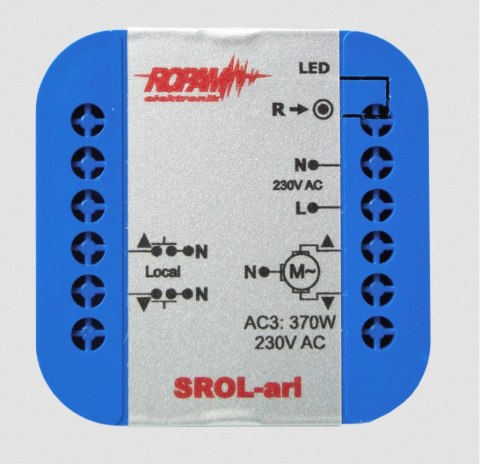 ROPAM SROL-ari bezprzewodowy, douszkowy sterownik rolety 230VAC, amperometryka, status rolety w aplikacji i panelu dotykowym (-I ROPAM SROL-ari bezprzewodowy, douszkowy sterownik rolety 230VAC, amperometryka, status rolety w aplikacji i panelu dotykowym (-I