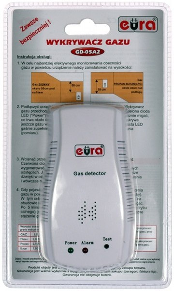 CZUJNIK EURA GAZU ZIEMNEGO, LPG GD-05A2 CZUJNIK EURA GAZU ZIEMNEGO, LPG GD-05A2