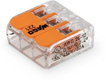 Szybkozłączka uniwersalna LINKA/DRUT 3x 0,2-4mm2 WAGO 221-413 (Paczka 50szt.) Szybkozłączka uniwersalna LINKA/DRUT 3x 0,2-4mm2 WAGO 221-413 (Paczka 50szt.)