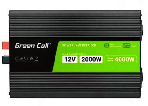 PRZETWORNICA NAPIĘCIA Green Cell PowerInverter LCD 12V / 230V 2000W/4000W CZYSTA SINUSOIDA PRZETWORNICA NAPIĘCIA Green Cell PowerInverter LCD 12V / 230V 2000W/4000W CZYSTA SINUSOIDA