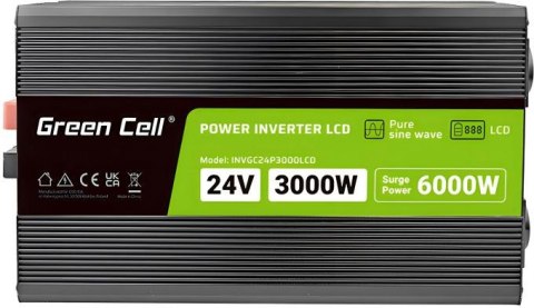 PRZETWORNICA NAPIĘCIA Green Cell PowerInverter LCD 24V / 230V 3000/6000W CZYSTA SINUSOIDA PRZETWORNICA NAPIĘCIA Green Cell PowerInverter LCD 24V / 230V 3000/6000W CZYSTA SINUSOIDA