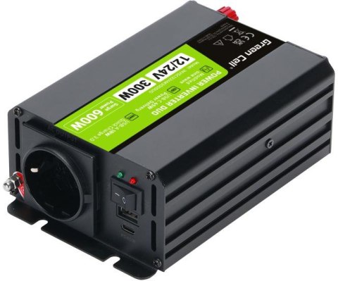 PRZETWORNICA NAPIĘCIA INVERTER Green Cell DUO 12/24V - 230V 300W/600W MODYFIKOWANA SINUSOIDA PRZETWORNICA NAPIĘCIA INVERTER Green Cell DUO 12/24V - 230V 300W/600W MODYFIKOWANA SINUSOIDA