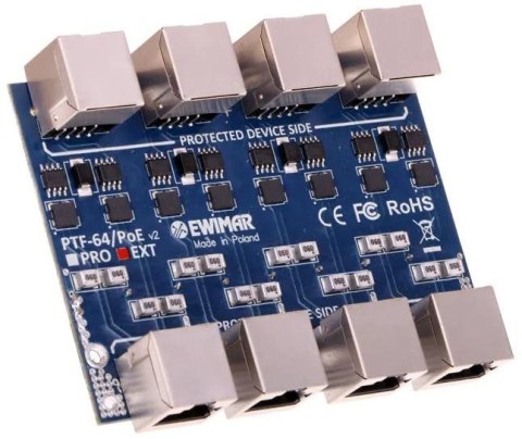 4-kanałowy moduł ogranicznika przepięć sieci LAN Gigabit Ethernet EWIMAR PTF-64-EXT/PoE 4-kanałowy moduł ogranicznika przepięć sieci LAN Gigabit Ethernet EWIMAR PTF-64-EXT/PoE